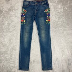 Freestyle Revolution Girls Embroidered Floral Bootcut Jeans Size 7 Blue Denim‎